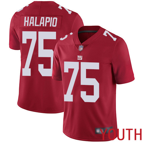 Youth New York Giants #75 Jon Halapio Red Limited Red Inverted Legend Football NFL Jersey->youth nfl jersey->Youth Jersey